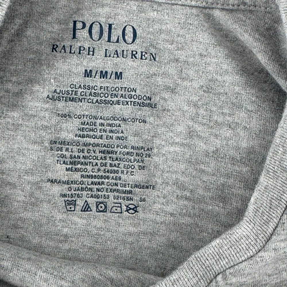 Polo Ralph Lauren Mens Classic Fit Cotton T-Shirt Heather Grey Red Pony Size M